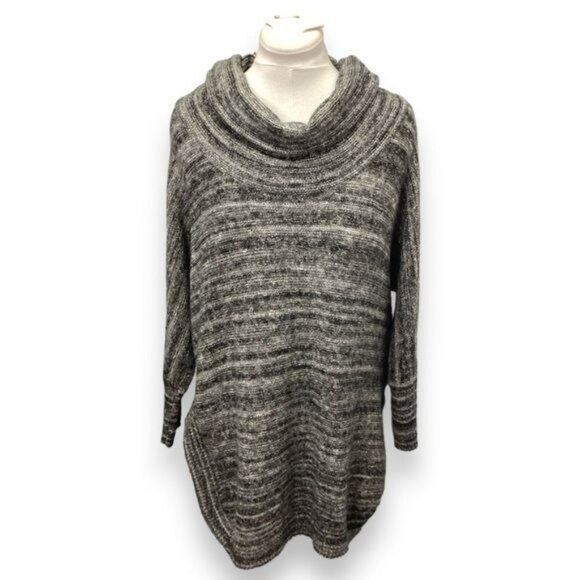 Thistle & Lavender Women’s Cowl Neck Tunic Sweater, Gray, size L - Picture 1 of 7